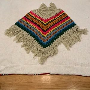 Poncho hand made crocket acrylic and cotton materials unique